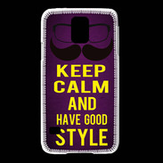 Coque Samsung Galaxy S5 Keep Calm and Have a good Style Violet