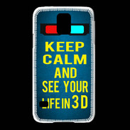 Coque Samsung Galaxy S5 Keep Calm and See your life 3D Bleu