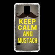 Coque Samsung Galaxy S5 Keep Calm and Mustach Gris