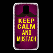 Coque Samsung Galaxy S5 Keep Calm and Mustach Rose