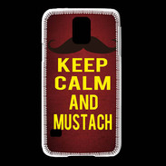 Coque Samsung Galaxy S5 Keep Calm and Mustach Rouge