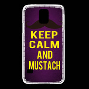 Coque Samsung Galaxy S5 Keep Calm and Mustach Violet