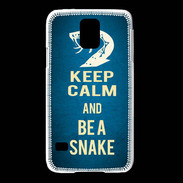Coque Samsung Galaxy S5 Keep Calm and Be a Snake bleu