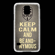 Coque Samsung Galaxy S5 Keep Calm and Be Anonymous Gris