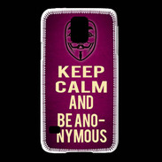 Coque Samsung Galaxy S5 Keep Calm and Be Anonymous Rose