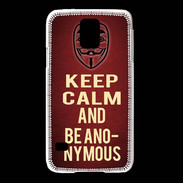 Coque Samsung Galaxy S5 Keep Calm and Be Anonymous Rouge