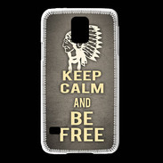 Coque Samsung Galaxy S5 Keep Calm and Be Free Gris