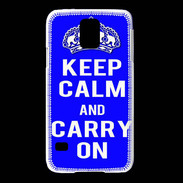 Coque Samsung Galaxy S5 Keep Calm and Carry on Bleu