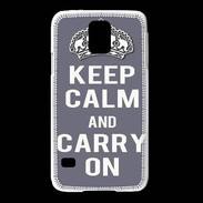 Coque Samsung Galaxy S5 Keep Calm and Carry on Gris
