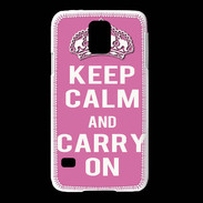 Coque Samsung Galaxy S5 Keep Calm and Carry on Rose