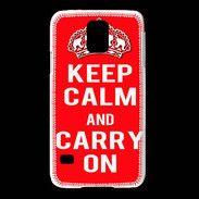 Coque Samsung Galaxy S5 Keep Calm and Carry on Rouge