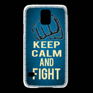 Coque Samsung Galaxy S5 Keep Calm and Fight Bleu