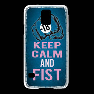 Coque Samsung Galaxy S5 Keep Calm and Fist BLeu