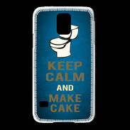 Coque Samsung Galaxy S5 Keep Calm and Make cake Bleu
