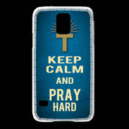 Coque Samsung Galaxy S5 Keep Calm and Pray Christian Bleu