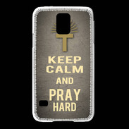 Coque Samsung Galaxy S5 Keep Calm and Pray Christian Gris