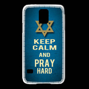 Coque Samsung Galaxy S5 Keep Calm and Pray jewish BLeu