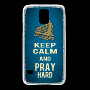Coque Samsung Galaxy S5 Keep Calm and Pray Muslim Bleu