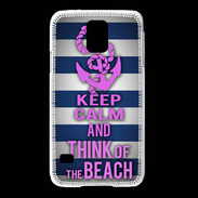 Coque Samsung Galaxy S5 Keep Calm and Think Beach Bleu