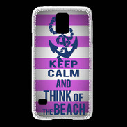 Coque Samsung Galaxy S5 Keep Calm and Think Beach Rose