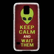 Coque Samsung Galaxy S5 Keep Calm and Wait Alien Rouge