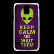 Coque Samsung Galaxy S5 Keep Calm and Wait Alien Violet