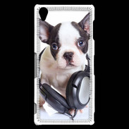 Coque Sony Xperia Z3 Bulldog français avec casque de musique