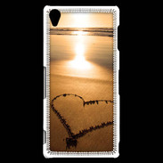 Coque Sony Xperia Z3 Coeur sur la plage avec couché de soleil