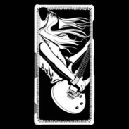 Coque Sony Xperia Z3 Musicienne guitare électrique en noir et blanc