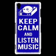 Coque Sony Xperia Z3 Keep Calm Listen music Bleu
