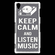 Coque Sony Xperia Z3 Keep Calm Listen music Gris