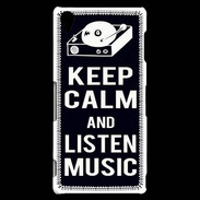 Coque Sony Xperia Z3 Keep Calm Listen music Noir