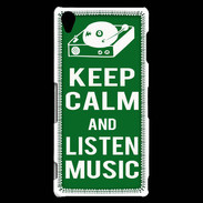 Coque Sony Xperia Z3 Keep Calm Listen music Vert