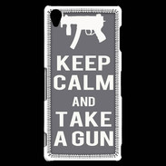 Coque Sony Xperia Z3 Keep Calm Take a gun Gris