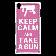 Coque Sony Xperia Z3 Keep Calm Take a gun Rose