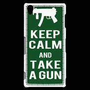 Coque Sony Xperia Z3 Keep Calm Take a gun Vert
