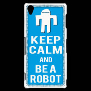 Coque Sony Xperia Z3 Keep Calm Be a Robot Cyan