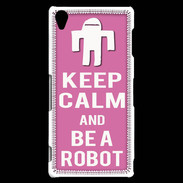Coque Sony Xperia Z3 Keep Calm Be a Robot Rose