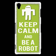 Coque Sony Xperia Z3 Keep Calm Be a Robot Vert pomme