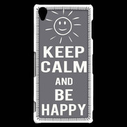 Coque Sony Xperia Z3 Keep Calm Be Happy Gris