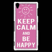 Coque Sony Xperia Z3 Keep Calm Be Happy Rose