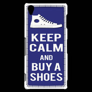 Coque Sony Xperia Z3 Keep Calm Buy Shoes Bleu