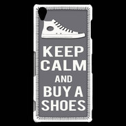 Coque Sony Xperia Z3 Keep Calm Buy Shoes Gris