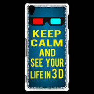 Coque Sony Xperia Z3 Keep Calm and See your life 3D Bleu