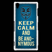 Coque Sony Xperia Z3 Keep Calm and Be Anonymous Bleu