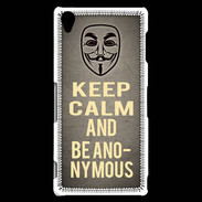 Coque Sony Xperia Z3 Keep Calm and Be Anonymous Gris