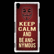 Coque Sony Xperia Z3 Keep Calm and Be Anonymous Rouge