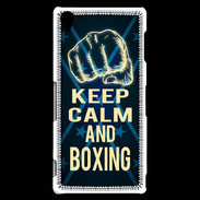 Coque Sony Xperia Z3 Keep Calm and Boxing Bleu