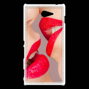 Coque Sony Xperia M2 Bouche sexy Lesbienne et rouge à lèvres gloss
