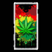 Coque Sony Xperia M2 Feuille de cannabis et cœur Rasta